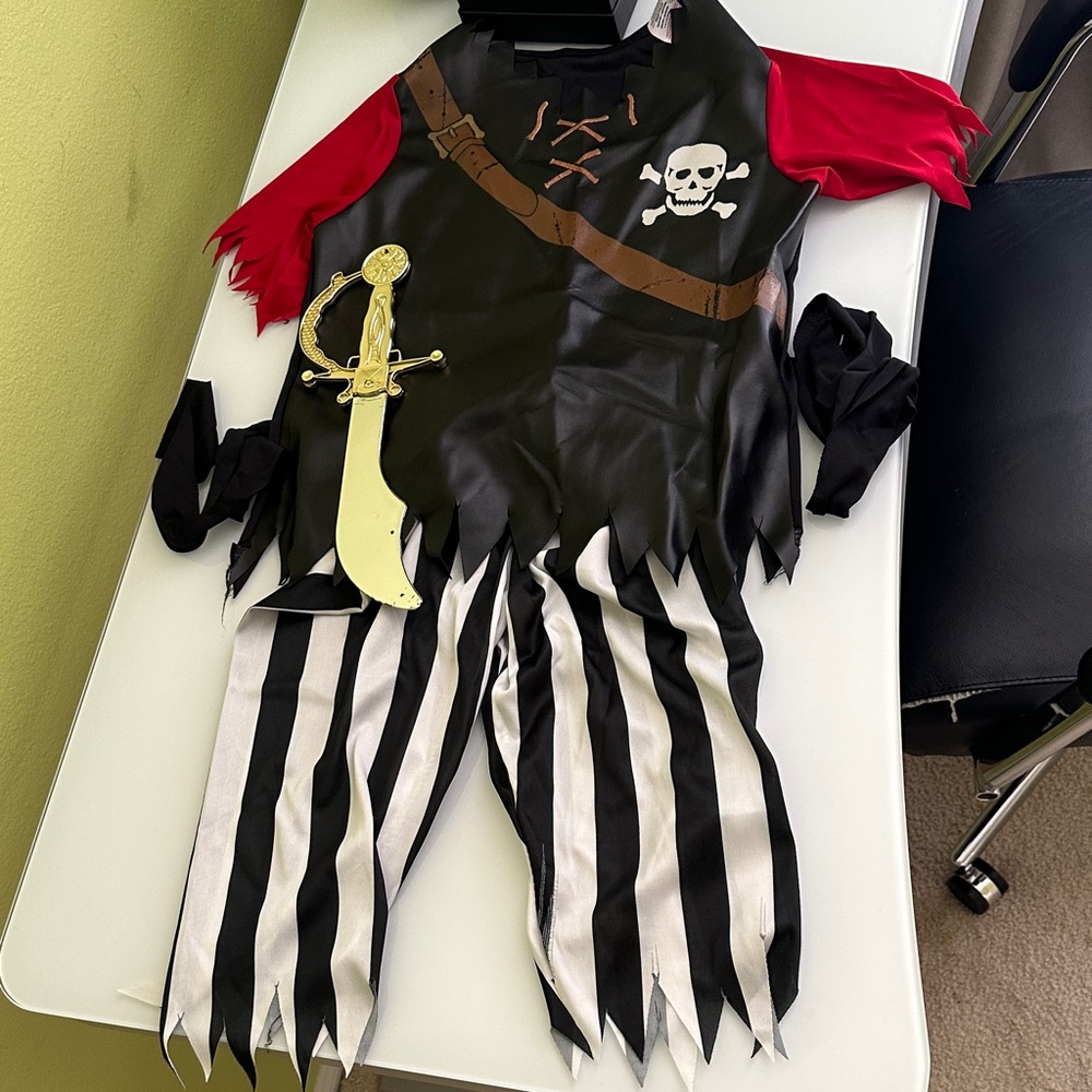 Kids Pirate Adventure Costume - Black, Red, White
